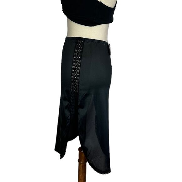 Black Half Slip Mini Skirt SMALL Vintage 60s Upcycled Lace Whimsigoth Witchy - Picture 4 of 6